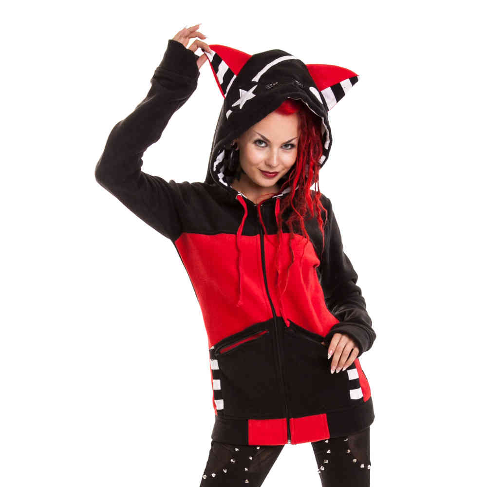Bye Bye Kitty - STAR KITTY Zip hoodie - Black